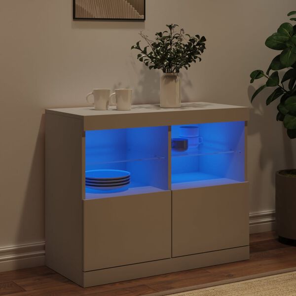 vidaXL Credenza con Luci LED Bianca 81x37x67 cm