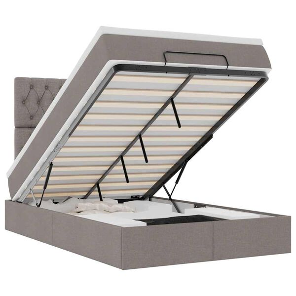 vidaXL Struttura Letto Pouf con Materasso Tortora 120x190 cm Tessuto