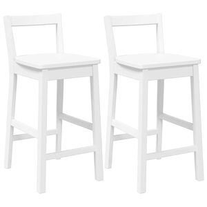 vidaXL Sgabelli da Bar 2 pz Bianchi in Legno Massello di Hevea