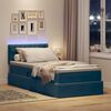 vidaXL Letto con contenitore e LED Blu Scuro 100 x 200 cm Velluto