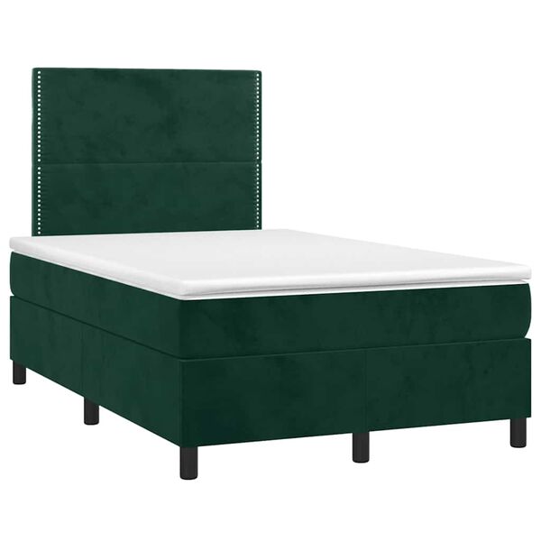 vidaXL Letto a Molle con Materasso e LED Verde Scuro 120x200cm Velluto