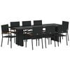 vidaXL Set da Pranzo per Giardino 9 pcs Nero polyrattan