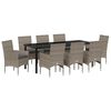 vidaXL Set da Pranzo per Giardino con cuscino 9 pcs Grigio polyrattan