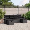 vidaXL Set Divano da Giardino 6 pz con Cuscini Nero in Polyrattan