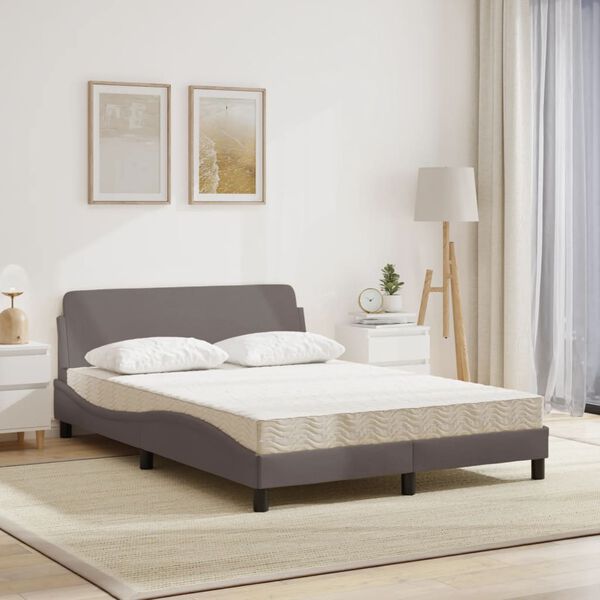 vidaXL Letto con Materasso Dover Tortora 140x190 cm in Tessuto