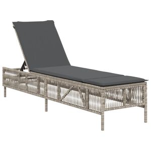 vidaXL Lettino Prendisole con Cuscino Grigio Chiaro in Polyrattan