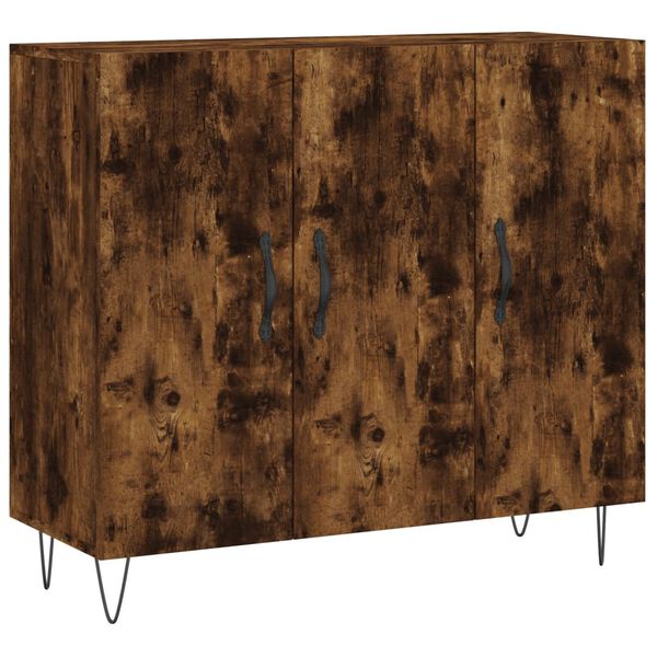 vidaXL Credenza Rovere Fumo 90x34x80 cm in Legno Multistrato