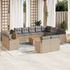 vidaXL Set Divano da Giardino 13 pz con Cuscini Beige Misto Polyrattan