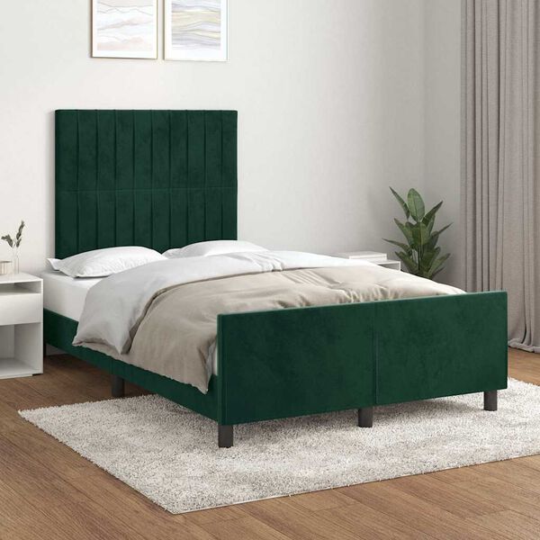 vidaXL Giroletto senza Materasso Verde Scuro 120x190 cm Velluto