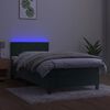 vidaXL Letto a Molle con Materasso e LED Verde Scuro 90x190 cm Velluto