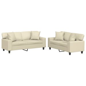 vidaXL Set di Divani 2 pz con Cuscini Crema in Similpelle