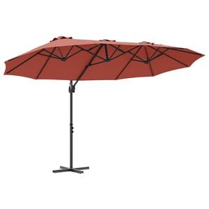 vidaXL Ombrellone Terracotta 372 x 198 x 243 cm Poliestere e Alluminio