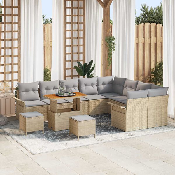 vidaXL Set Divano da Giardino 12 pcs Beige polyrattan