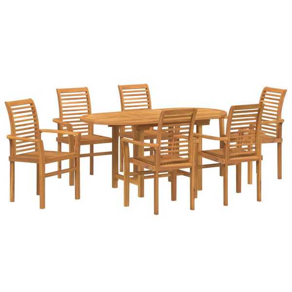 vidaXL Set da Pranzo per Giardino 7 pcs Marrone Legno massello di teak
