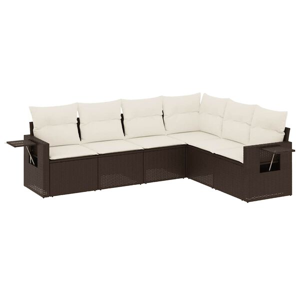 vidaXL Set Divano da Giardino 6 pz con Cuscini Marrone in Polyrattan