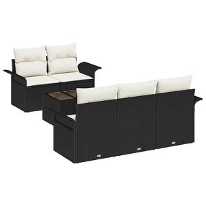 vidaXL Set di divani con cuscino 6 pcs Nero polyrattan