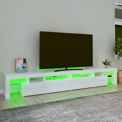 vidaXL Mobile Porta TV con Luci LED Bianco Lucido 260x36,5x40 cm