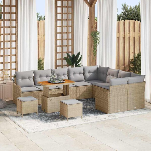 vidaXL Set Divano da Giardino con cuscino 12 pcs Beige e Grigio Chiaro