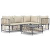 vidaXL Set Divani da Giardino 5 pz con Cuscini Antracite in Polyrattan