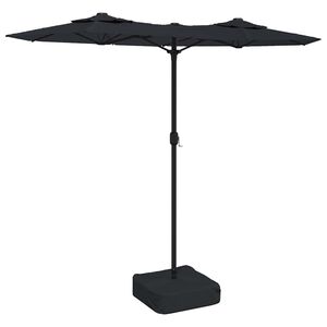 vidaXL Ombrellone a Doppia Testa Nero 316x145 cm