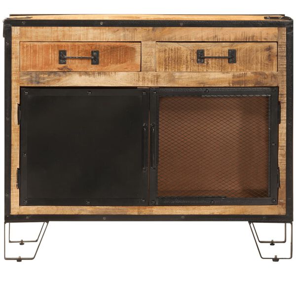 vidaXL Credenza 80x31x66 cm in Legno Grezzo Massello Mango e Metallo