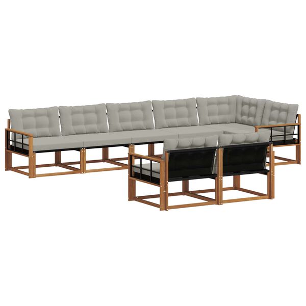 vidaXL Set di divani da esterno 8 pcs Grigio Naturale e Chiaro