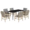 vidaXL Set Pranzo da Giardino 7 pz con Cuscini Beige Misto Polyrattan