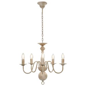 vidaXL Candelabro Stile Anticato Bianco 5 Lampadine E14