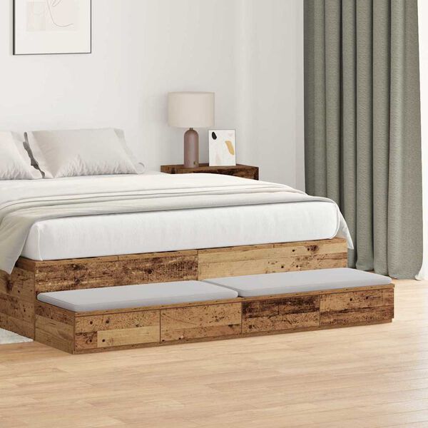 vidaXL Cassetti per letto Legno vecchio 150 x 36,5 x 16,5 cm