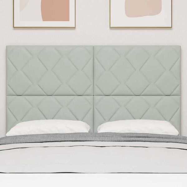 vidaXL Testiera con testiera Grigio chiaro 144 cm Velluto