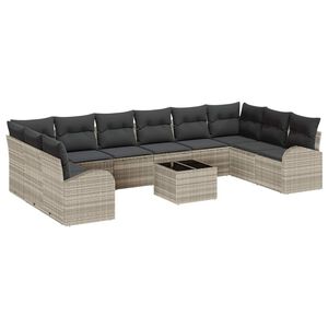 vidaXL Set di divani 11 pz Grigio chiaro [Sintetico]: Polyrattan