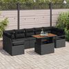 vidaXL Set Divano da Giardino con cuscino 8 pcs Nero e Marrone