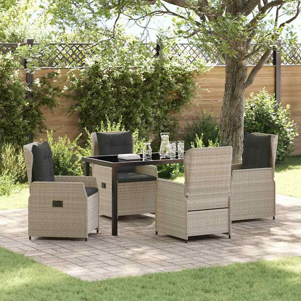 vidaXL Set da Pranzo per Giardino 5 pcs Grigio chiaro polyrattan