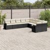 vidaXL Set Divani da Giardino 10pz con Cuscini in Polyrattan Nero