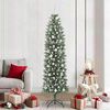 vidaXL Albero di Natale Artificiale Sottile Verde e Bianco 210 cm