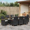 vidaXL Set da Pranzo per Giardino 9 pcs Nero polyrattan