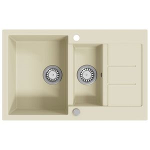 vidaXL Lavello da Cucina in Granito Vasca Doppia Beige