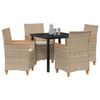 vidaXL Set da Pranzo per Giardino 5 pcs Beige polyrattan