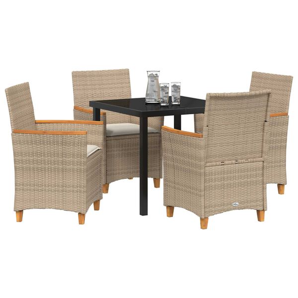 vidaXL Set da Pranzo per Giardino 5 pcs Beige polyrattan