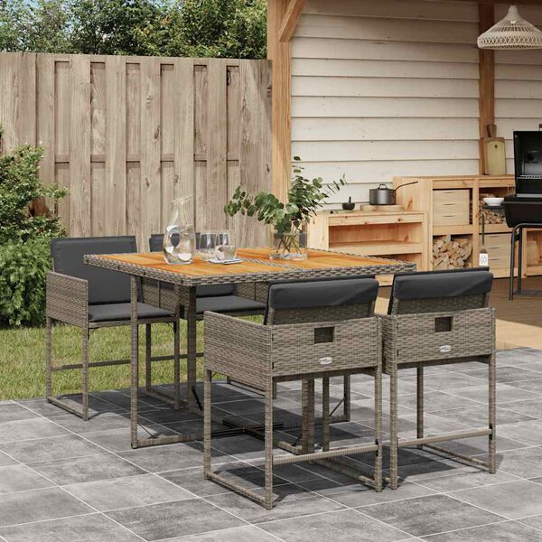 vidaXL Set da Pranzo da Giardino 5 pz con Cuscini in Polyrattan Grigio