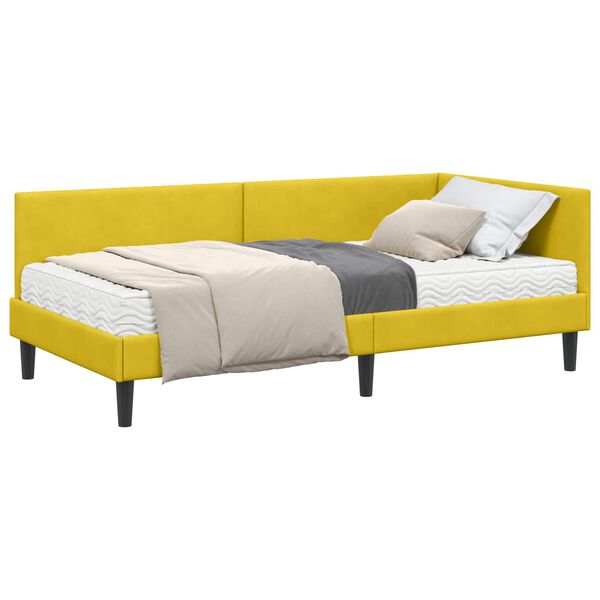 vidaXL Struttura Letto Angolare con Materasso 2 pcs Giallo Velluto