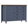 vidaXL Credenza Hill Grigia 120x40x80 cm in Legno Massello di Pino