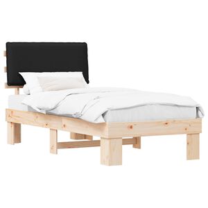 vidaXL Letto con Testiera Rivestita Nero 75 x 190 cm Pino massello