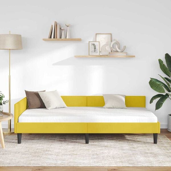 vidaXL Cornice del letto ad angolo Giallo 80 cm x 200 cm Velluto