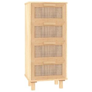 vidaXL Credenza Marrone 40x30x90cm Legno Massello Pino Rattan Naturale