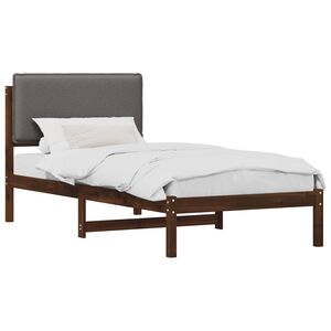 vidaXL Letto con Testiera Rivestita Marrone scuro e grigio chiaro