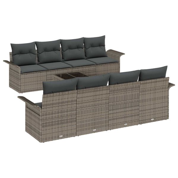 vidaXL Set Divano da Giardino 9 pcs Grigio Poly Rattan