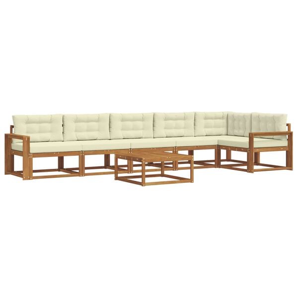 vidaXL Set di divani da esterno con cuscino 7 pcs Naturale e Crema