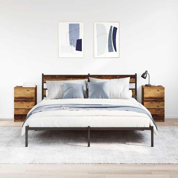 vidaXL Comodini con 3 Cassetti 2 pz Legno Antico 39x35x65 cm