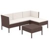 vidaXL Set Divani da Giardino 5 pz con Cuscini in Polyrattan Marrone